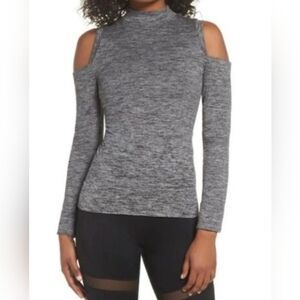 Zella Heathered Grey Cold Shoulder Athletic Top
